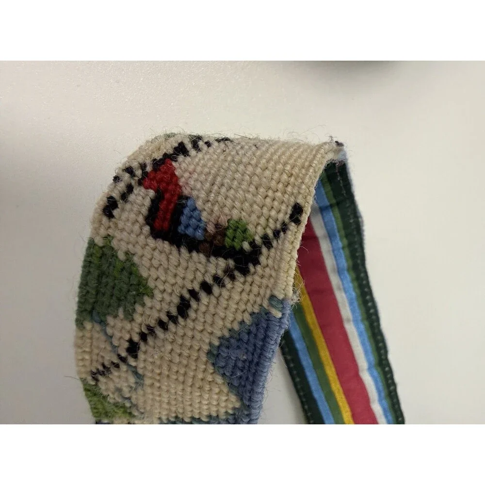 Vtg  LL Bean Needlepoint Belt Alpine Apres Ski CabinCore Women D Ring M
